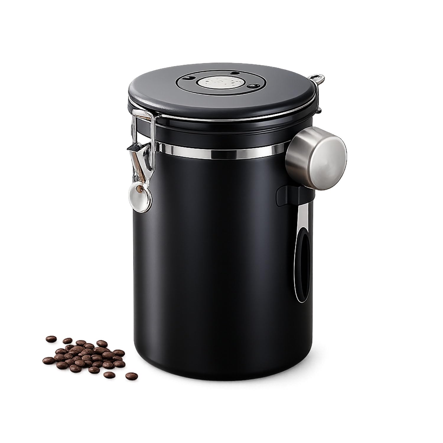 Good Coffee Tea - 1. ハート型のステンレス製密閉式コーヒー豆保存容器。日付表示付きの蓋が付いており、コーヒー、紅茶、シリアル、乾燥食品など、さまざまな食品の保存に使える多目的容器。304グレードのステンレス製で、鮮度を保ち、保存状況を記録できます。