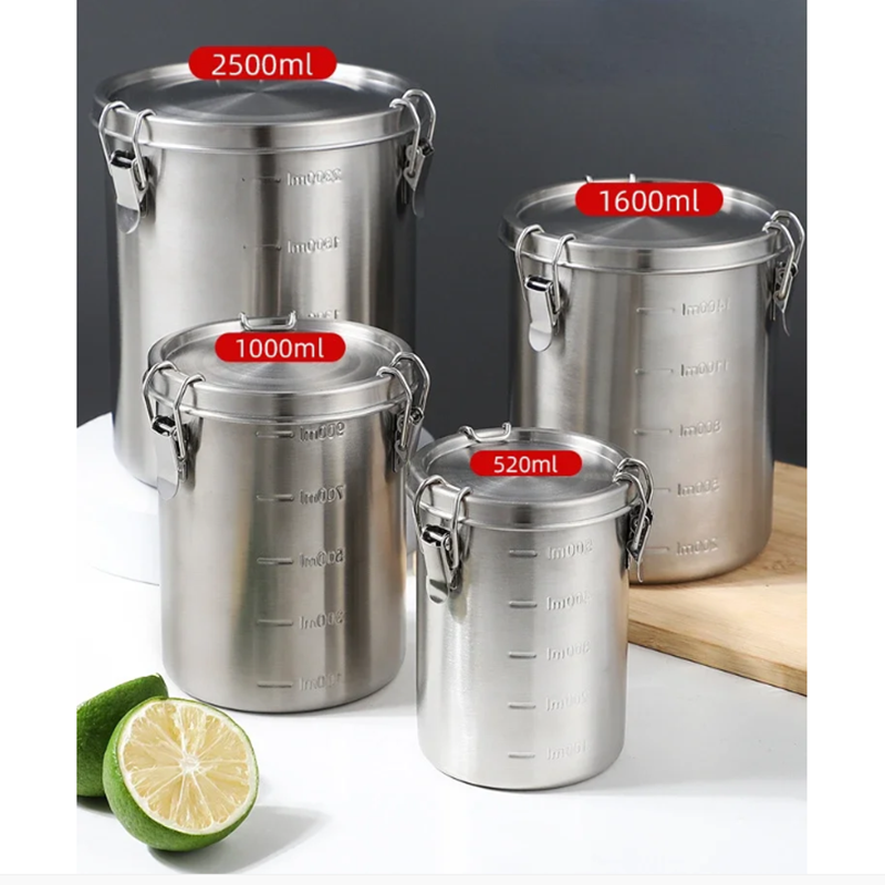 Coffee Tea Sugar Container Set - 気密ステンレス鋼製コーヒーキャニスター、蓋付き、キッチン食品保存容器、茶葉・砂糖タンク、密封ジャー、シーリング缶
