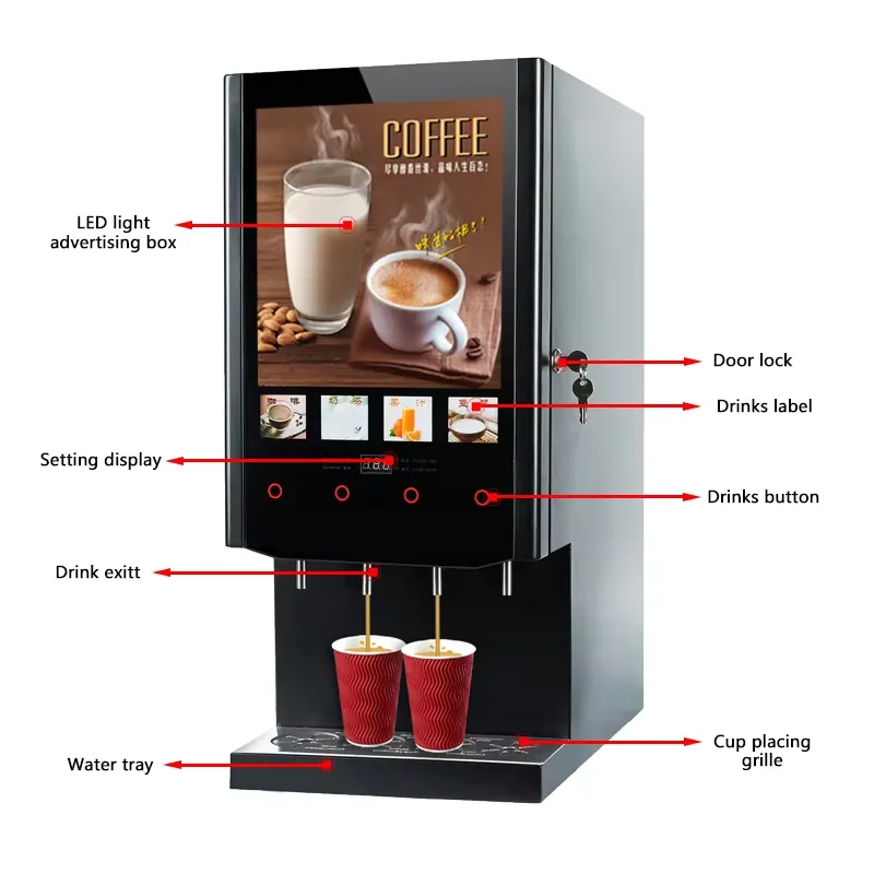 Coffee Tea Vending Machine For Office - 業務用自動コーヒー販売機40S SUPINインスタントホットドリンクディスペンサーミルクティーメーカー（オフィス、ホテル、店舗向け）
