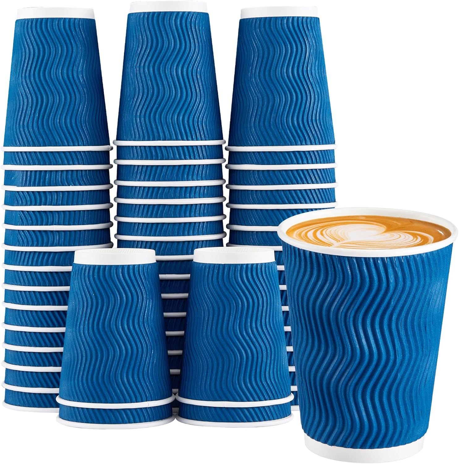 Wallpaper Coffee And Tea - 12オンス使い捨て紙製コーヒーカップ、断熱波型クラフトリップルウォールカップ、ホットドリンク、お茶、温かい水用