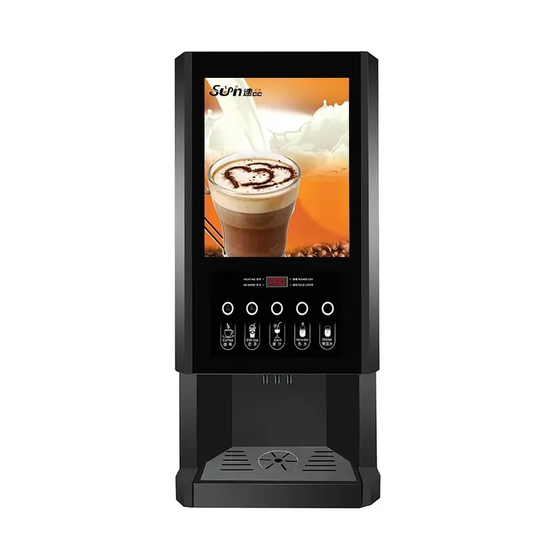 Coffee Tea Vending Machine For Office - E30SWインスタントコーヒーメーカー自動ミルクティー販売機温水ディスペンサー3種類のフレーバーオフィス家庭業務用