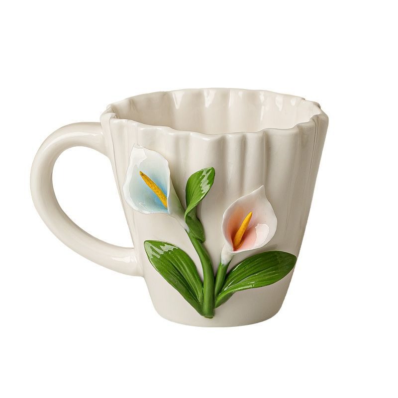 クリエイティブスズランセラミックコーヒーカップ立体レリーフカ - Valley Tea And Coffee のレビューと価格