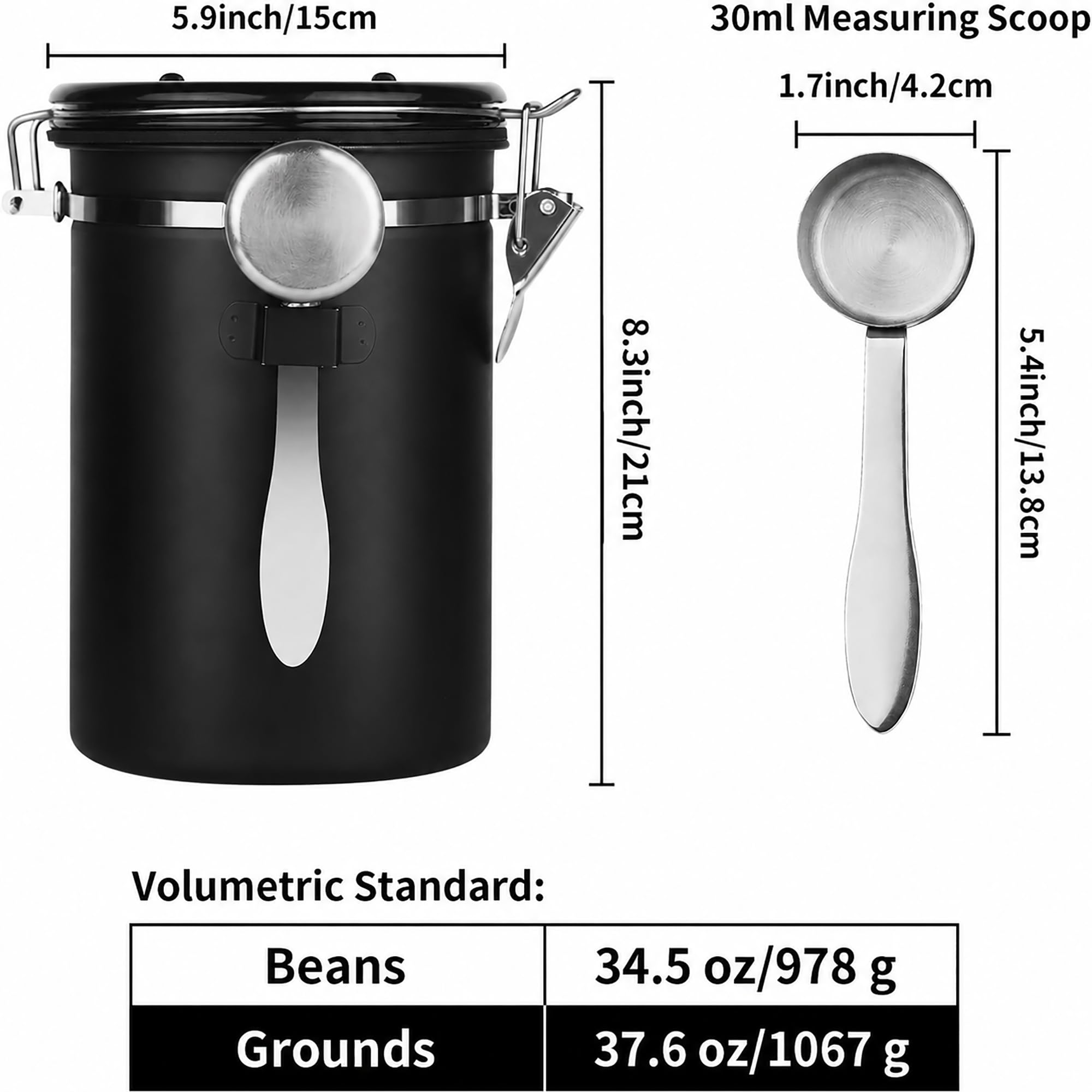 1. ハート型のステンレス製密閉式コーヒー豆保存容器。日付表 - Good Coffee Tea のレビューと価格