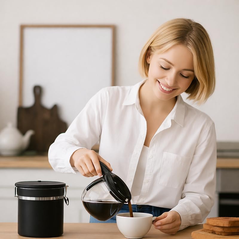 1. ハート型のステンレス製密閉式コーヒー豆保存容器。日付表 - Good Coffee Tea のレビューと価格