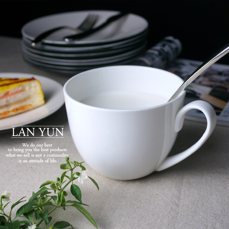700ML、プレーンホワイトボーンチャイナモーニングカップ、 - Morning Tea Coffee のレビューと価格