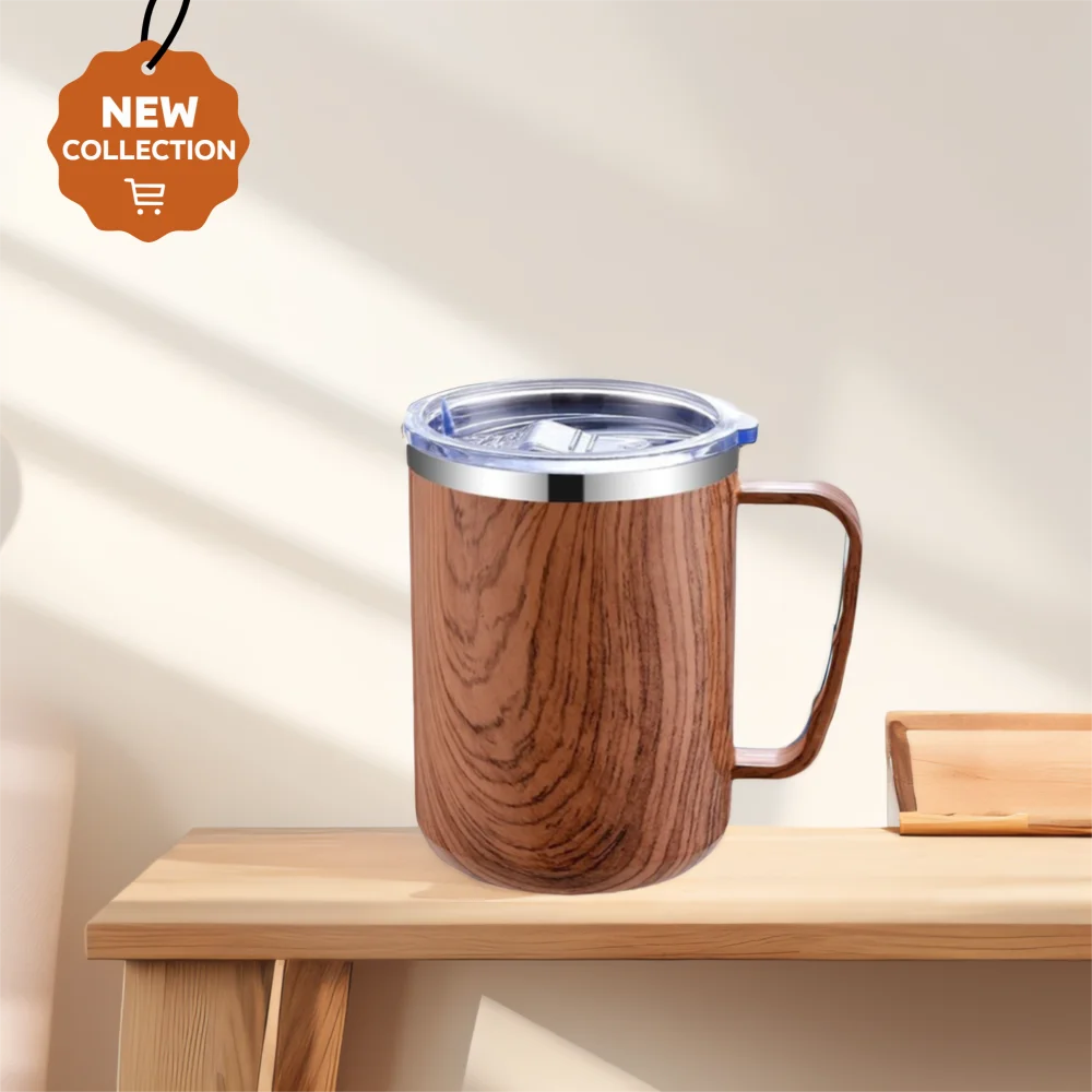ヴィンテージ木目調ステンレスマグカップ、二重断熱コーヒーマグ - Morning Tea Coffee のレビューと価格