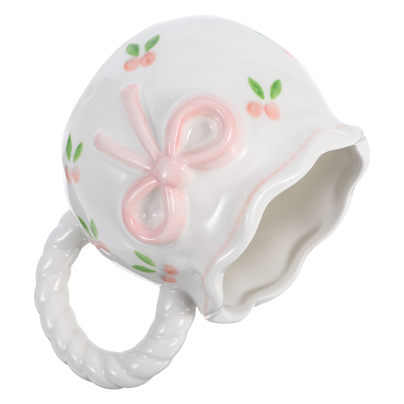 かわいいリボン結びのセラミック製コーヒーマグ。手作りで、3D - Morning Tea Coffee のレビューと価格