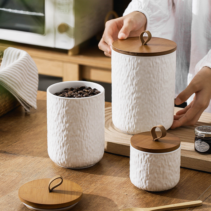 岩模様のセラミック保存瓶 家庭用茶葉・コーヒー豆用 密閉容器 - Coffee Tea Sugar Container Set のレビューと価格