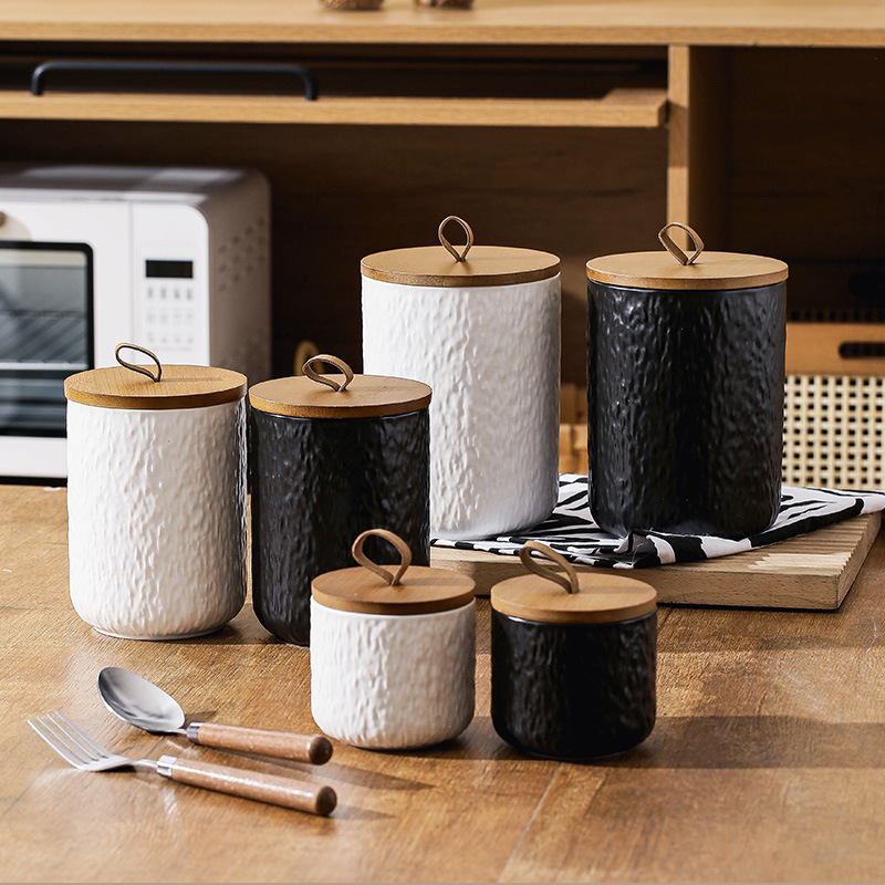 岩模様のセラミック保存瓶 家庭用茶葉・コーヒー豆用 密閉容器 - Coffee Tea Sugar Container Set のレビューと価格
