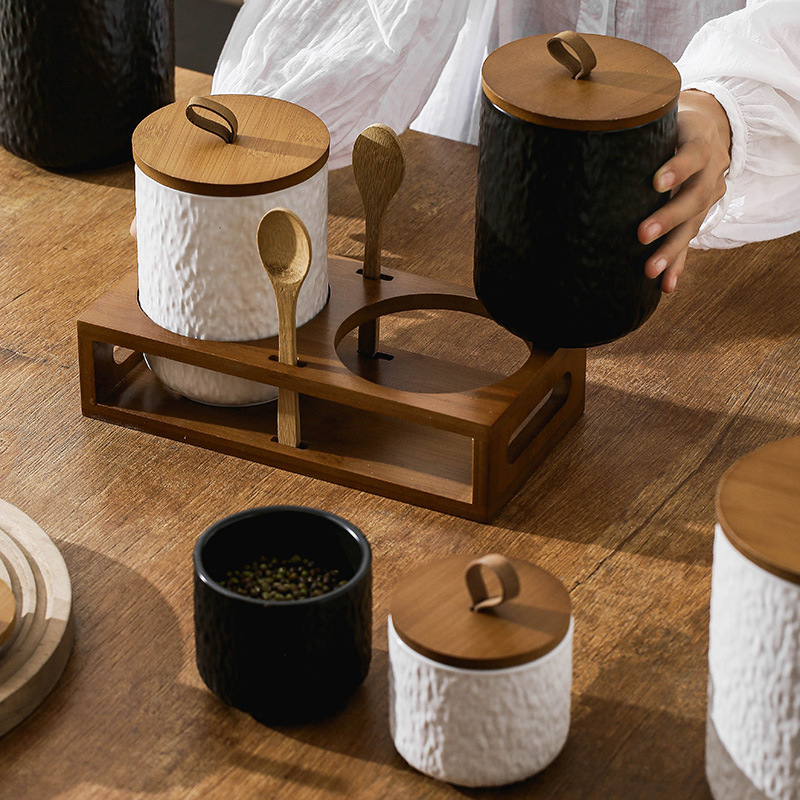 岩模様のセラミック保存瓶 家庭用茶葉・コーヒー豆用 密閉容器 - Coffee Tea Sugar Container Set のレビューと価格