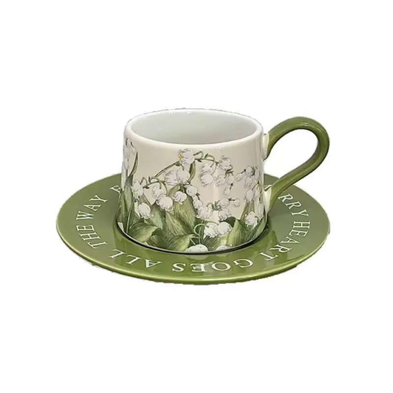 ヴィンテージ風の油絵、スズラン、コーヒー、お皿のセット。上品 - Valley Tea And Coffee のレビューと価格