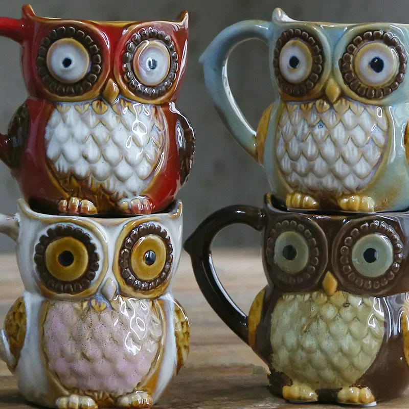 かわいいフクロウ漫画コーヒードリンクウェア、牛乳、ティーカッ - Morning Tea Coffee のレビューと価格
