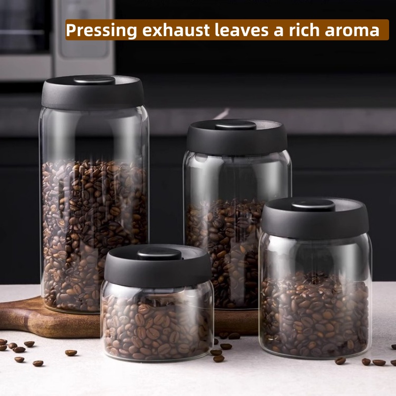 マルチ容量黒蓋コーヒーポット手動真空防湿保存ポットキッチンガ - Coffee Y Tea のレビューと価格