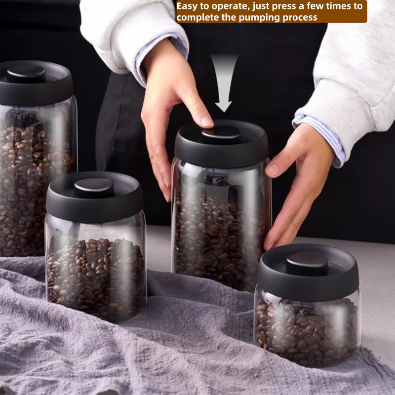 マルチ容量黒蓋コーヒーポット手動真空防湿保存ポットキッチンガ - Coffee Y Tea のレビューと価格